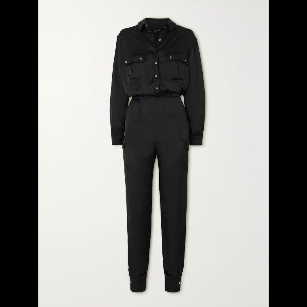 MARIKA VERA Penny Satin Jumpsuit In Black Size XS